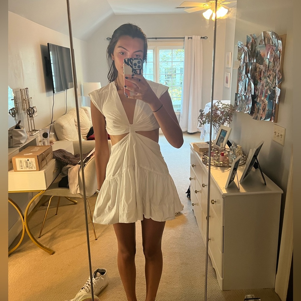 White mini dress w/ cut outs